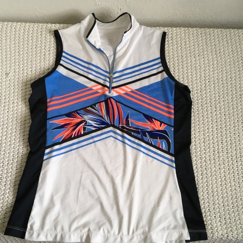 Tail Sleeveless Golf Tank, Zipper At Neck, Woman Medium